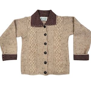 Aran Ireland Wool Cardigan ~ Ladies Irish Wool Front Button Cardigan